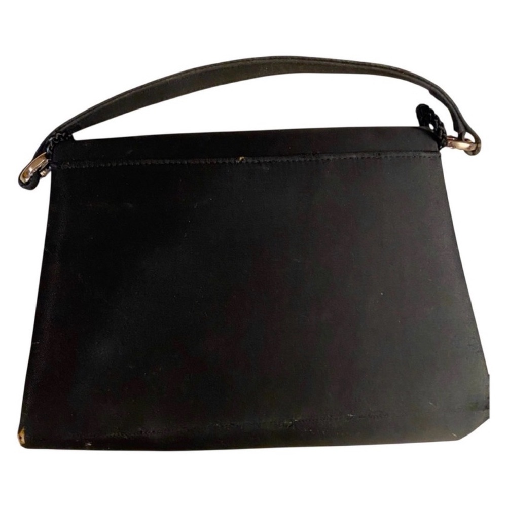 INDEED Black Satin Mini Bag w/Bow & Rhinestone Beading, Vintage. GUC - Picture 3 of 13